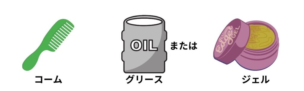 コームとグリースまたジェル